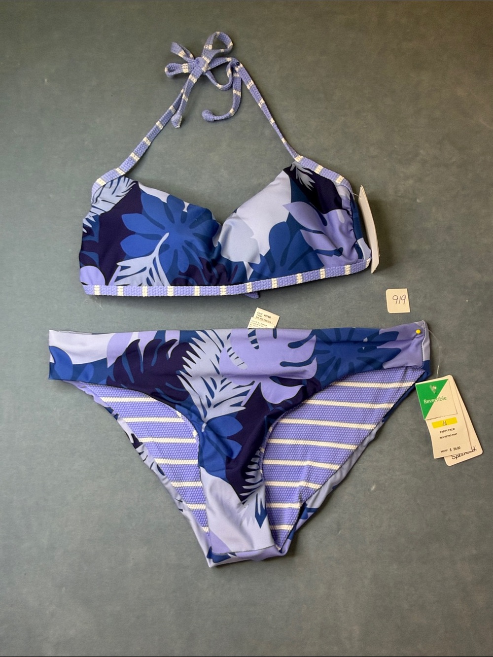 Splendid Floral Print Blue & Lavender Women's Bikini Set Size M NWT